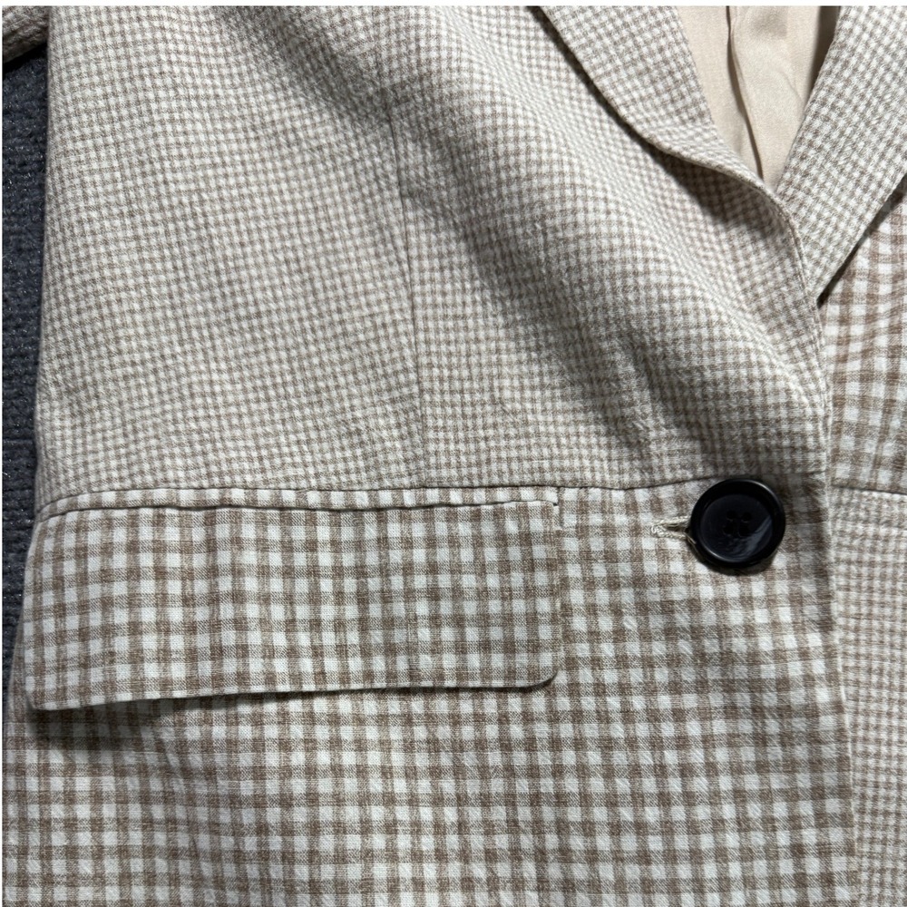 Bagatelle Collection Tan Gingham Patchwork Blazer… - image 5